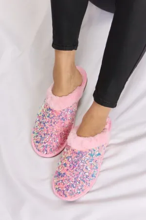 * SLIPPERS-FUN--Forever Link Sequin Plush Round Toe Slippers