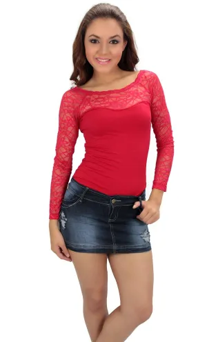 146 Long Sleeved Lace Free Size Top
