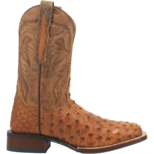 Alamosa Embroidered Ostrich Square Toe Pull On Cowboy Boots
