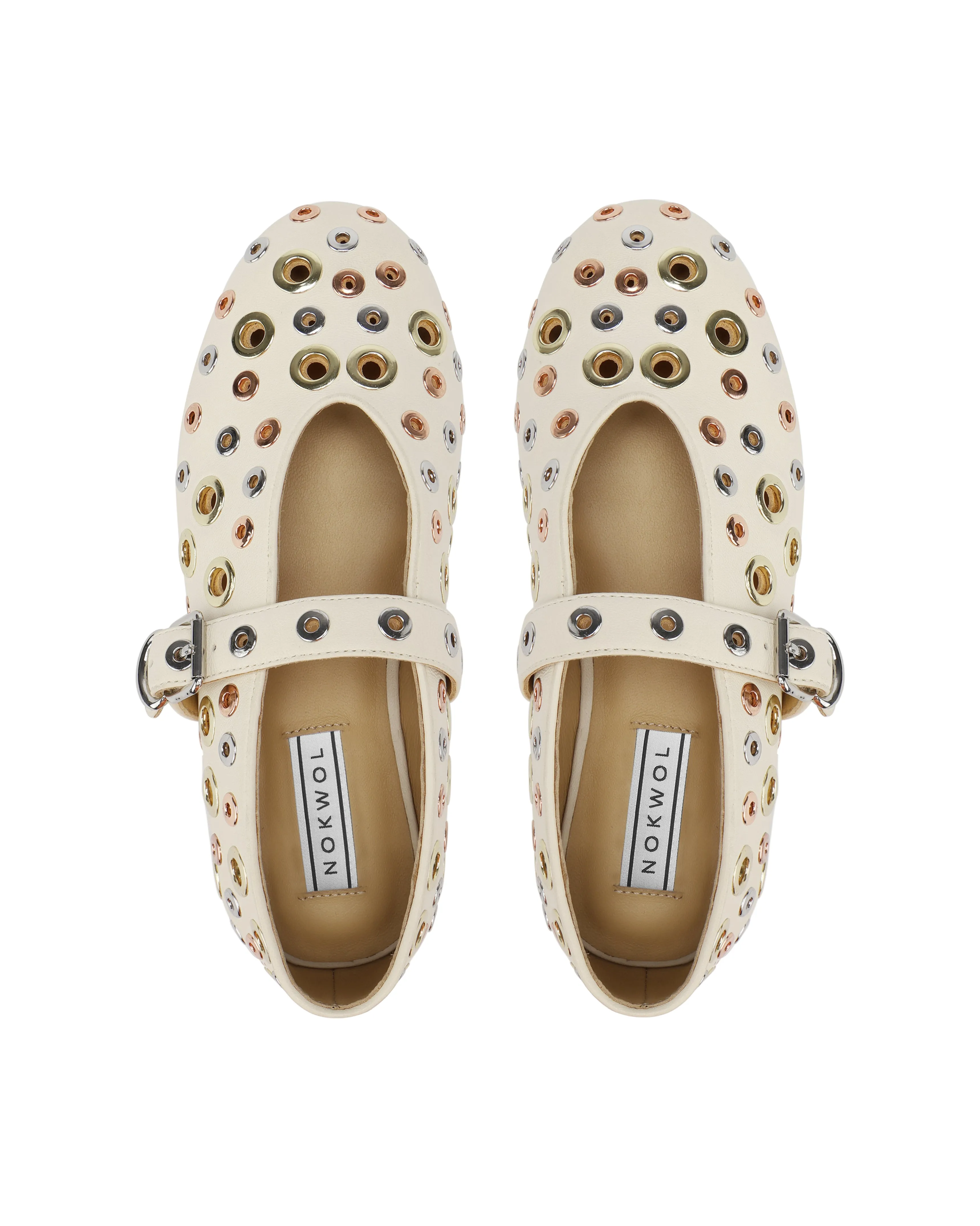 Alana Eyelet Bone Sheep Leather