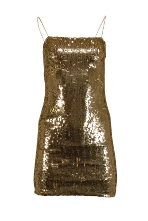 Alice & Olivia - Pale Gold Sequined Mini Dress Sz 4