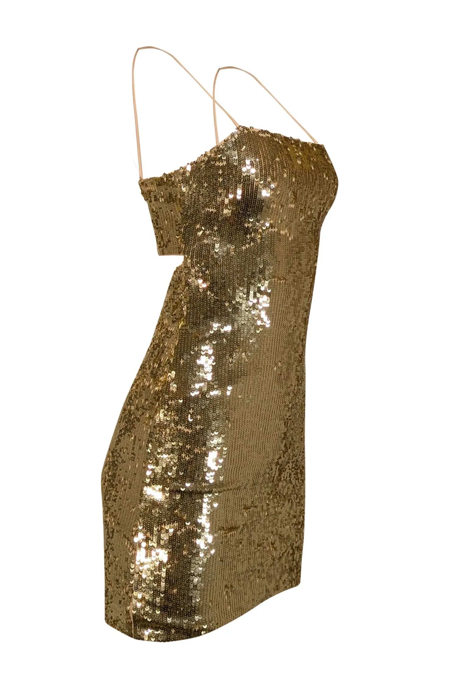 Alice & Olivia - Pale Gold Sequined Mini Dress Sz 4