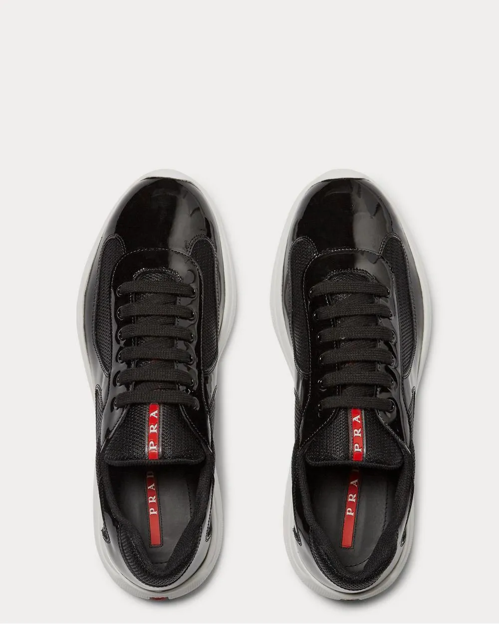 America's Cup Patent-Leather and Mesh  Black low top sneakers