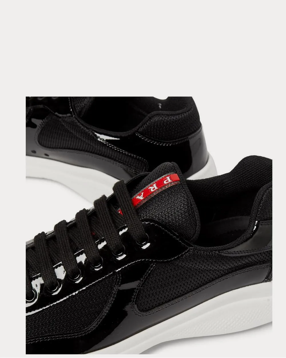 America's Cup Patent-Leather and Mesh  Black low top sneakers