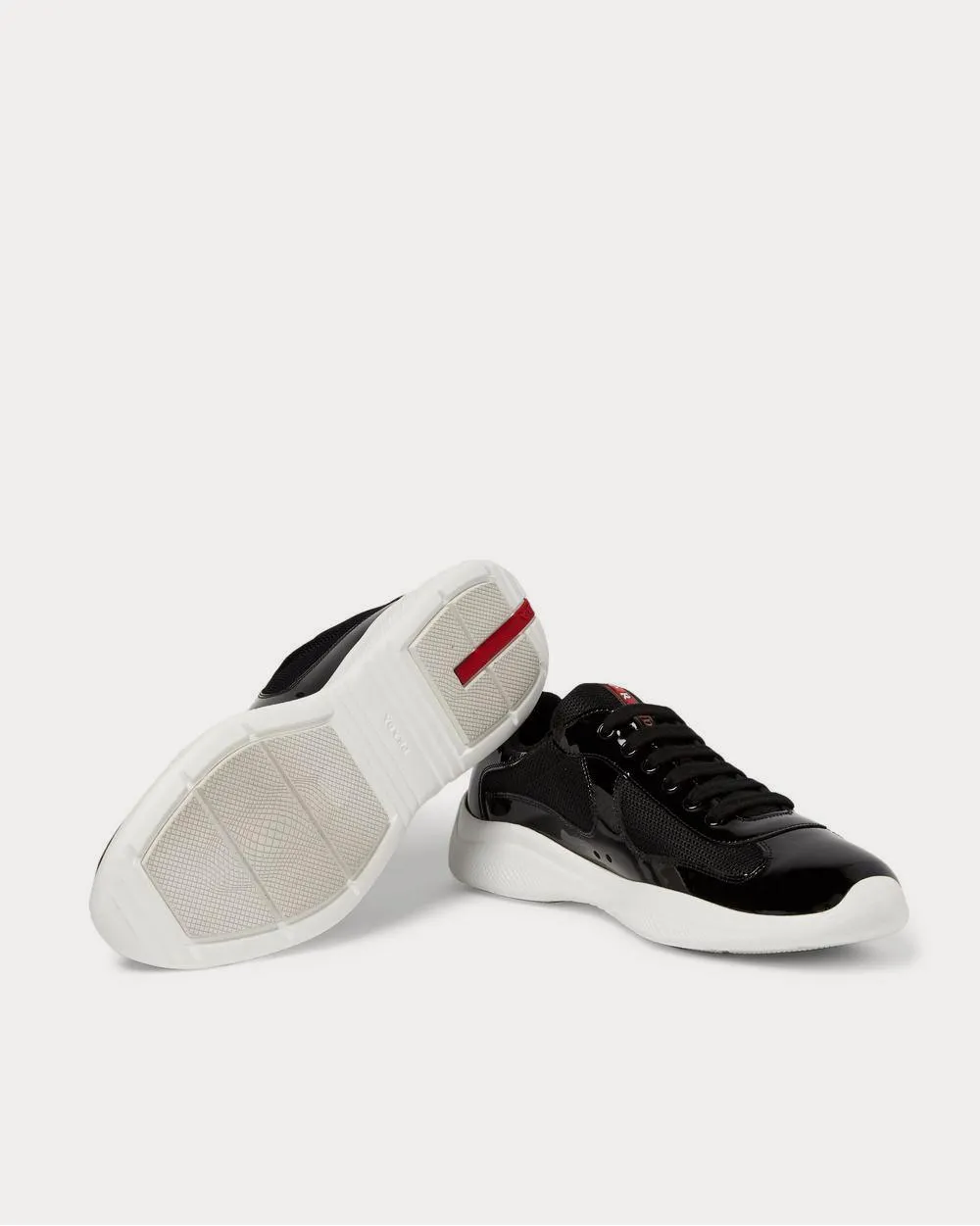 America's Cup Patent-Leather and Mesh  Black low top sneakers