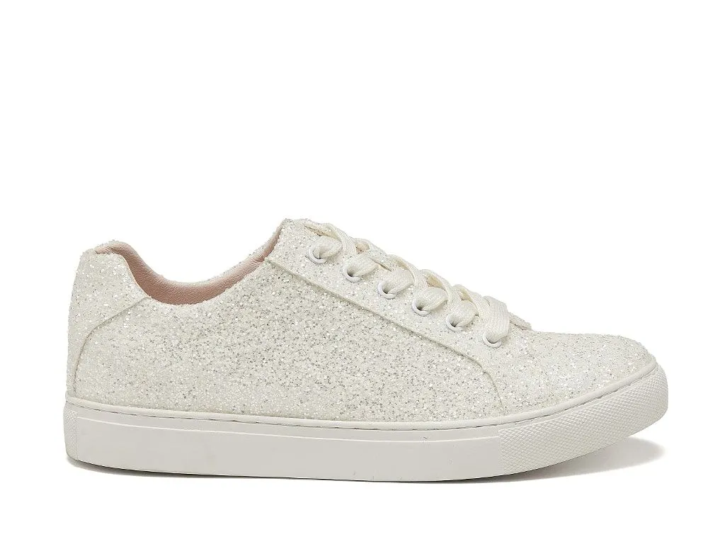 Athena White Glitter Ladies Pumps - Rainbow Club