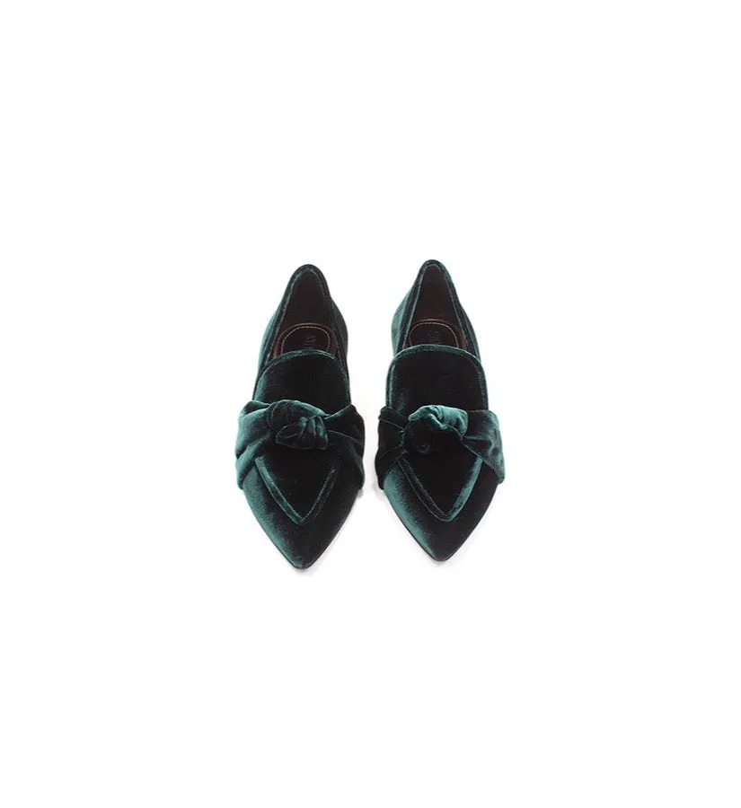 Athene Velvet Classic Slipper | Green