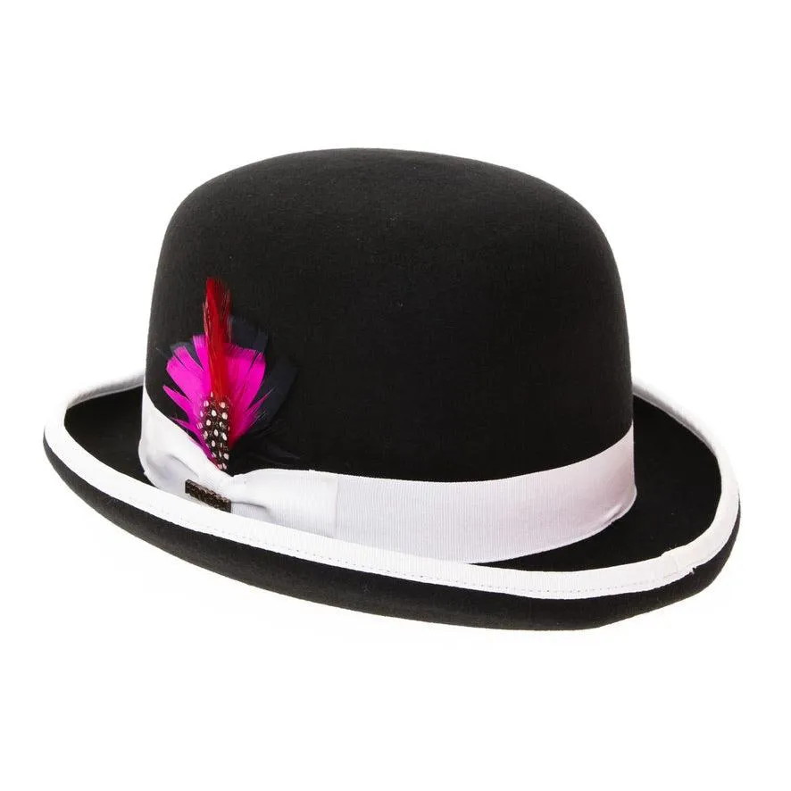 Black & White Premium Wool Derby Bowler Hat