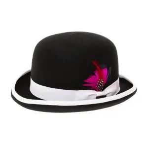 Black & White Premium Wool Derby Bowler Hat