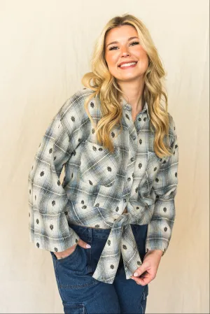 Blue Plaid Tie Top