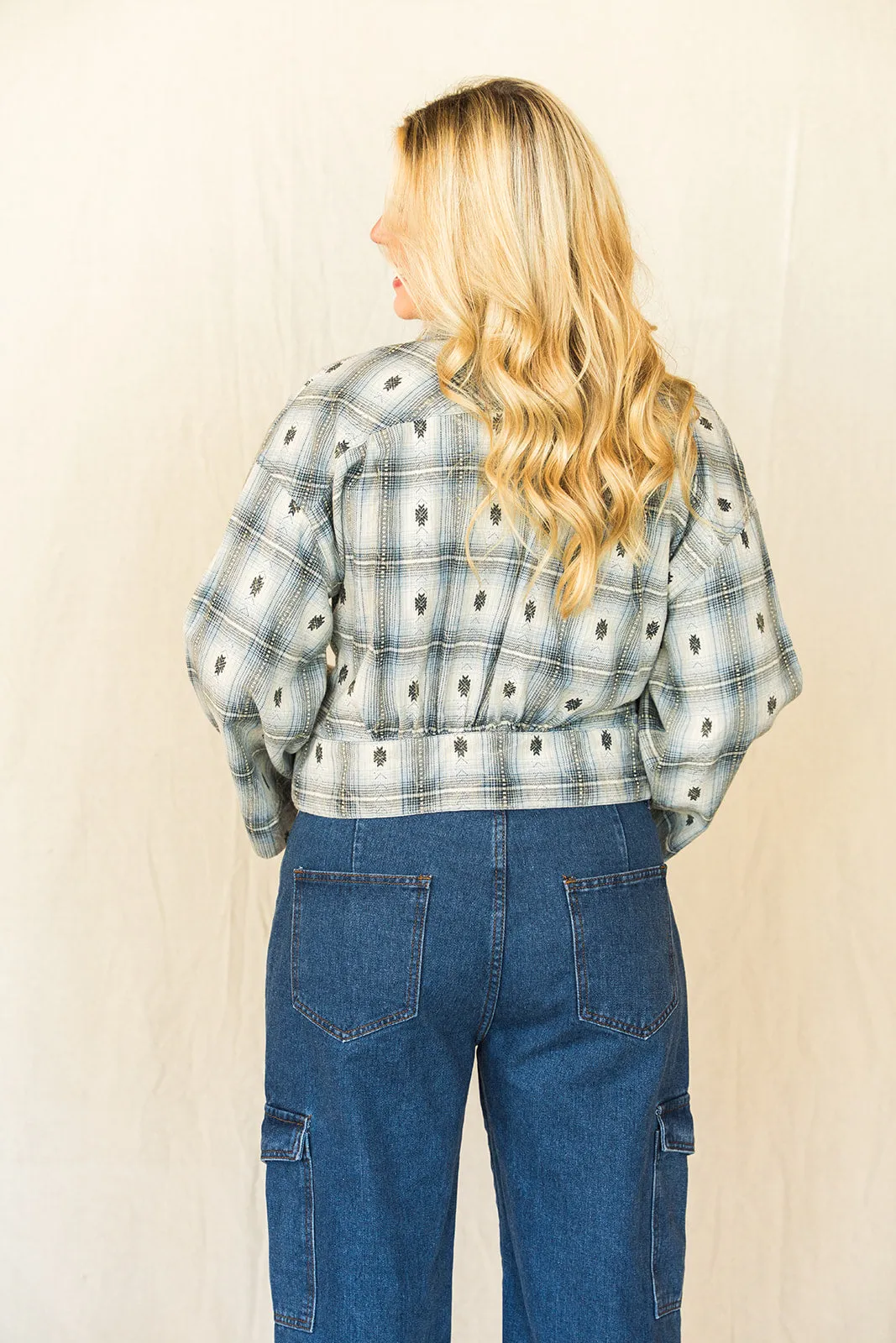 Blue Plaid Tie Top