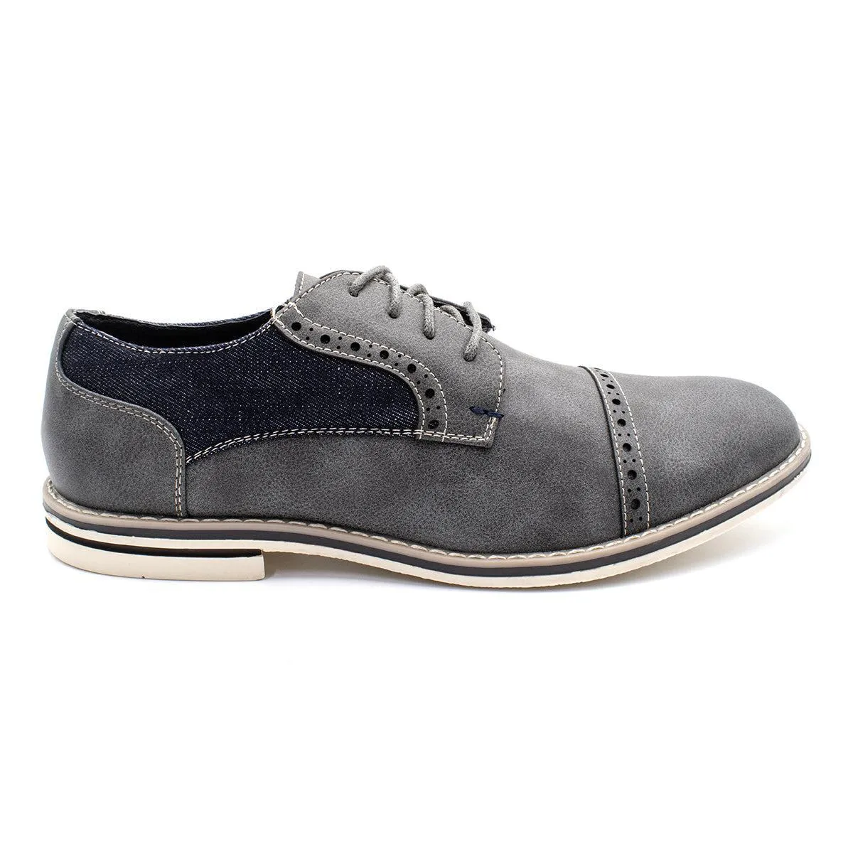 Braxton Braxxton Formal Lace Ups Leather Grey Colour For Men