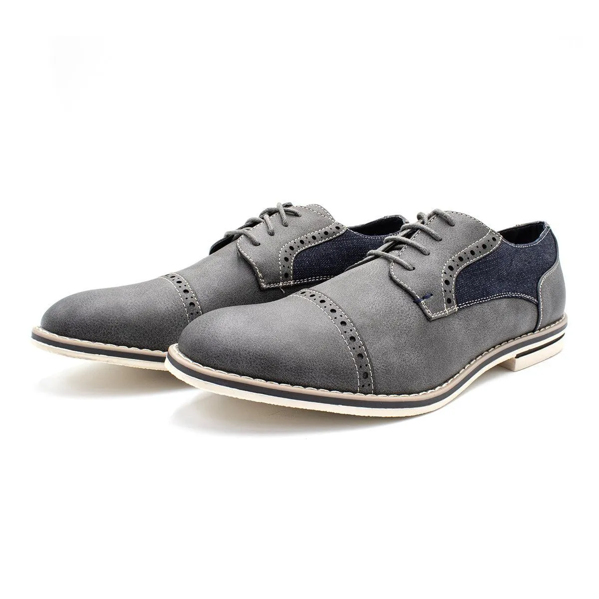 Braxton Braxxton Formal Lace Ups Leather Grey Colour For Men
