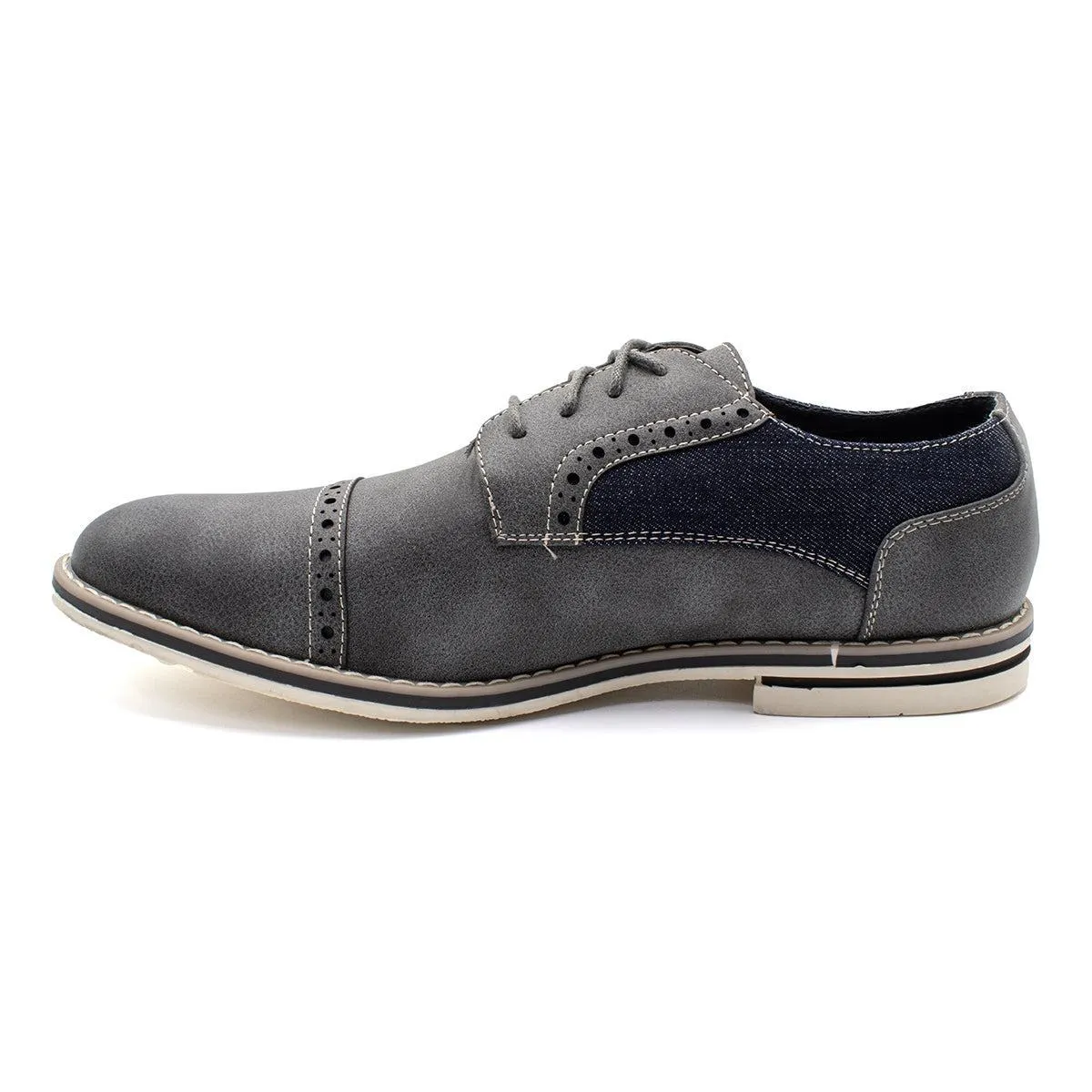 Braxton Braxxton Formal Lace Ups Leather Grey Colour For Men