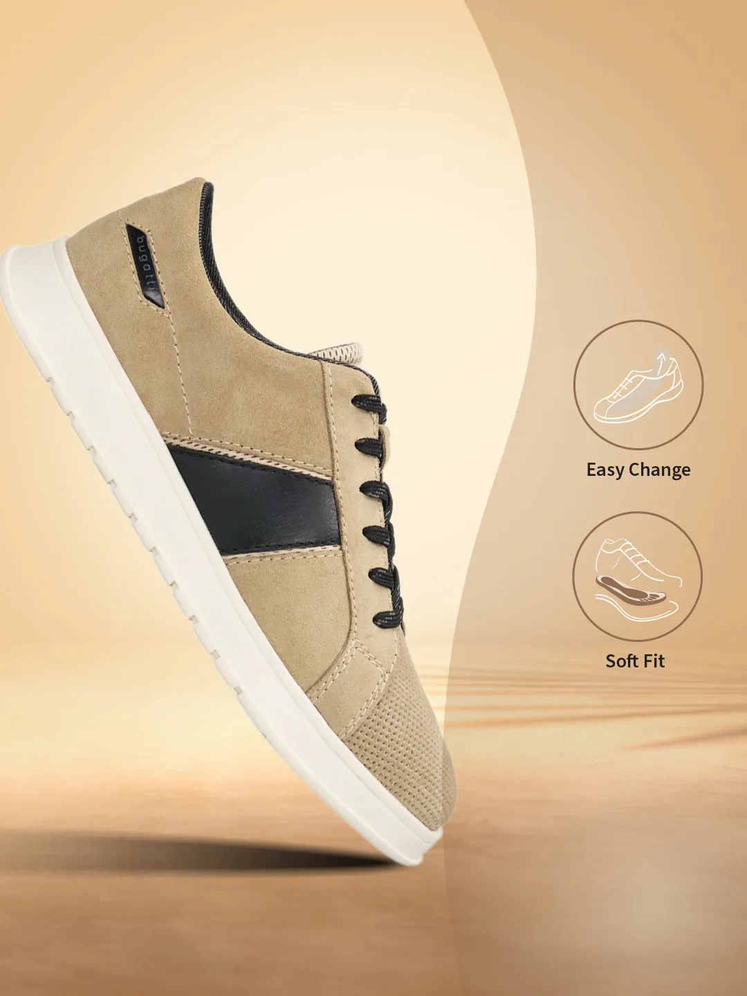 bugatti Beige Suede Sneakers