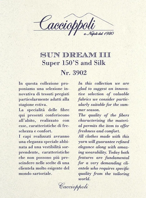 Caccioppoli Sun Dream Royal Blue Wool Silk Suit
