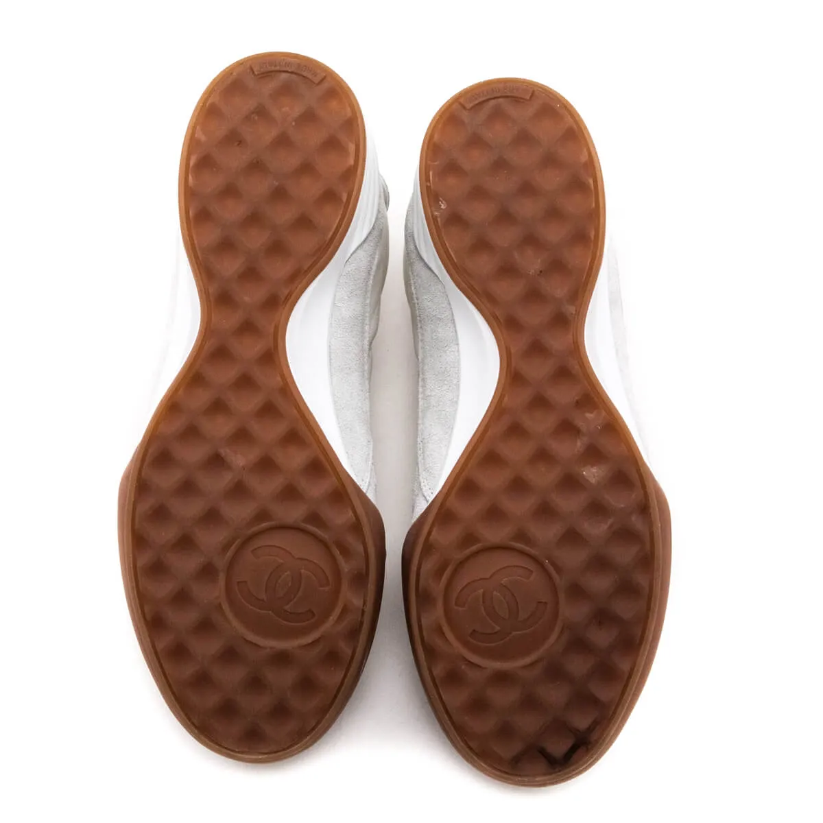 Chanel White Quilted Calfskin & Suede CC Sneakers Size US 6 | EU 36
