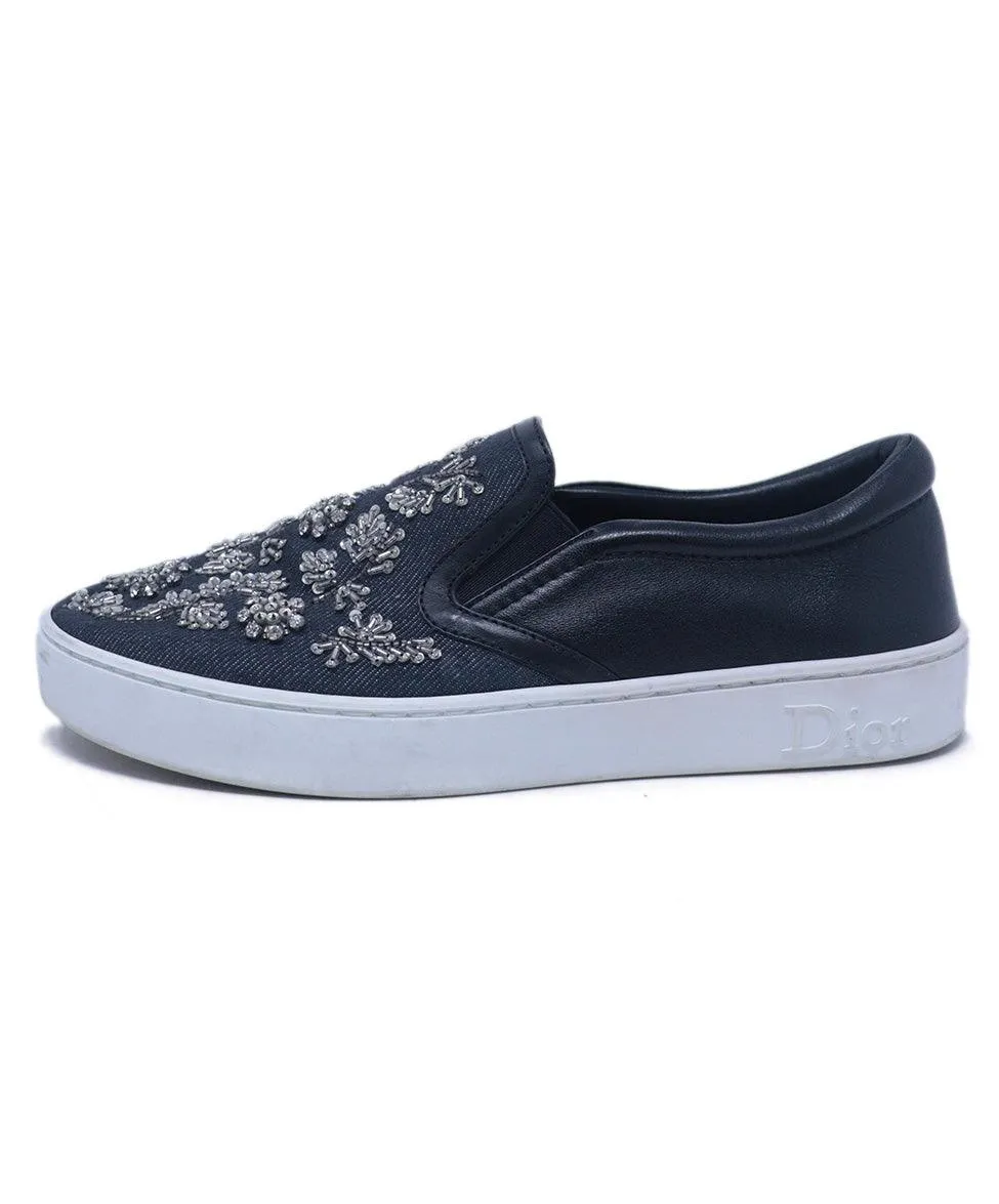 Christian Dior Denim Embellished Sneakers sz 7