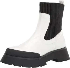 Circus By Sam Edelman Larissa White Rounded Toe Pull On Chunky Heel Ankle Boots