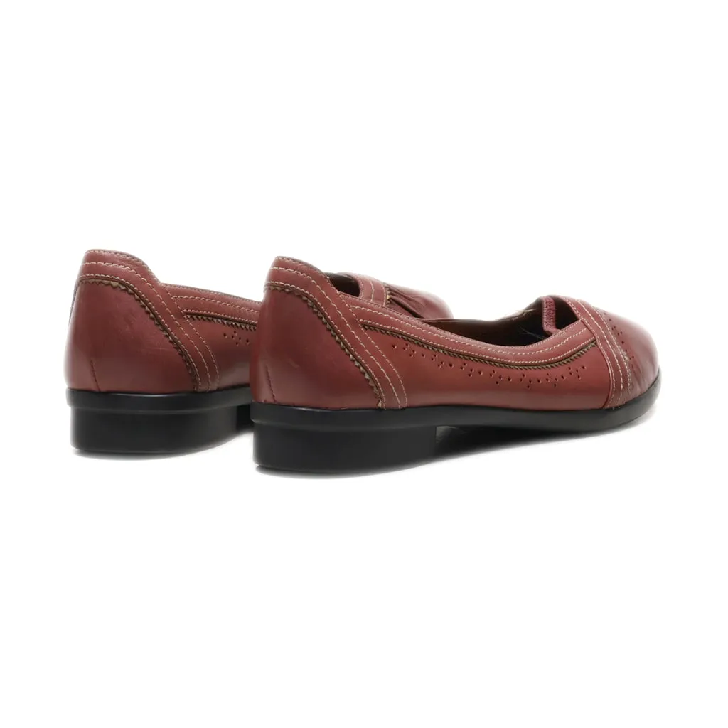 Clarks Ballerinas Leather Maroon Colour For Women