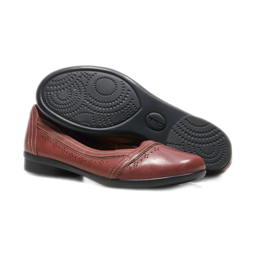 Clarks Ballerinas Leather Maroon Colour For Women