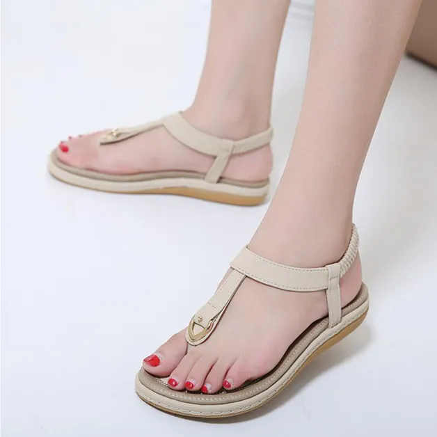 Comfy Slip-On Sandals with Toe Clasp and Elastic Ankle Support