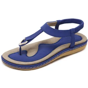 Comfy Slip-On Sandals with Toe Clasp and Elastic Ankle Support