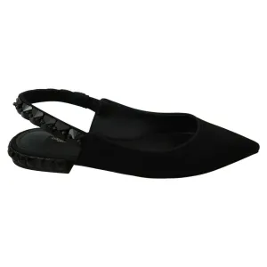 Dolce & Gabbana Elegant Silk Blend Slingback Flats with Crystals