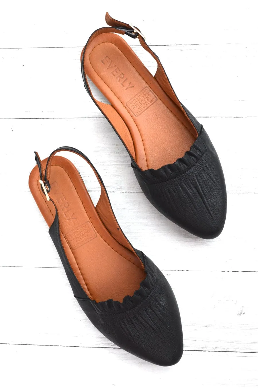 Everly Women's Laguna 01 Slingback Flats- Black
