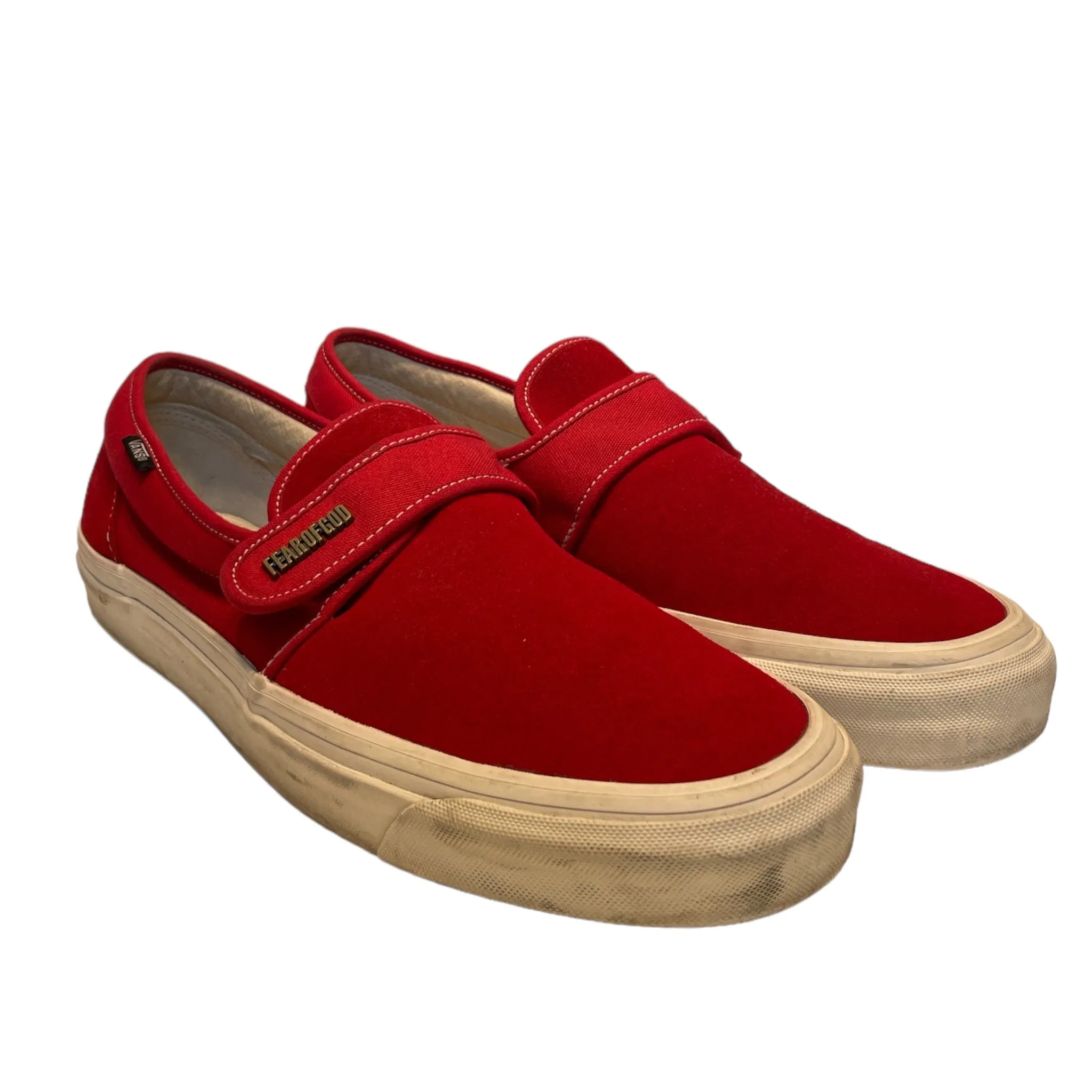 FEAR OF GOD/Low-Sneakers/US 12/Suede/RED/Plain-Toe/