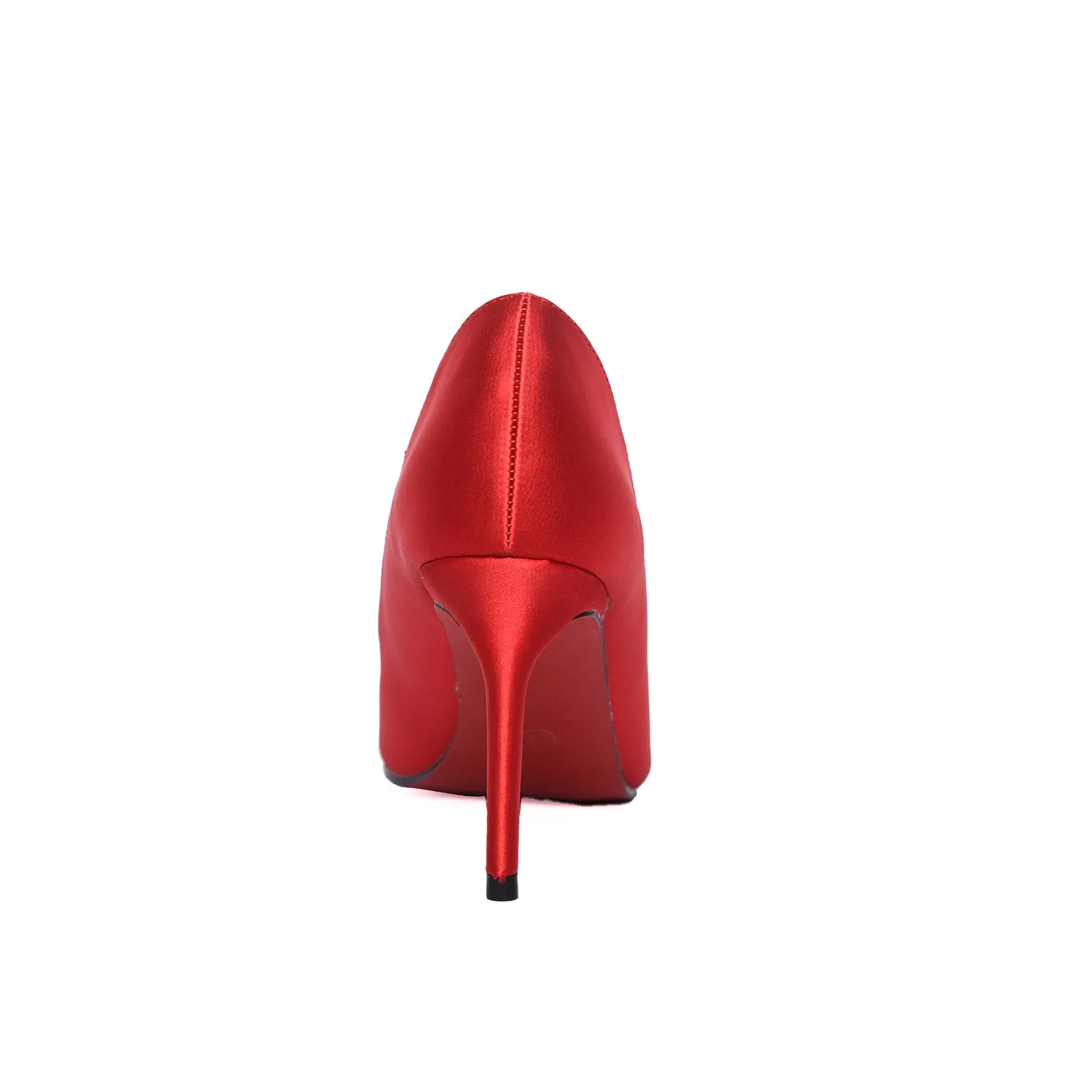 Glamorous Red Satin Pumps with Crystal Embellishment | 472L-E