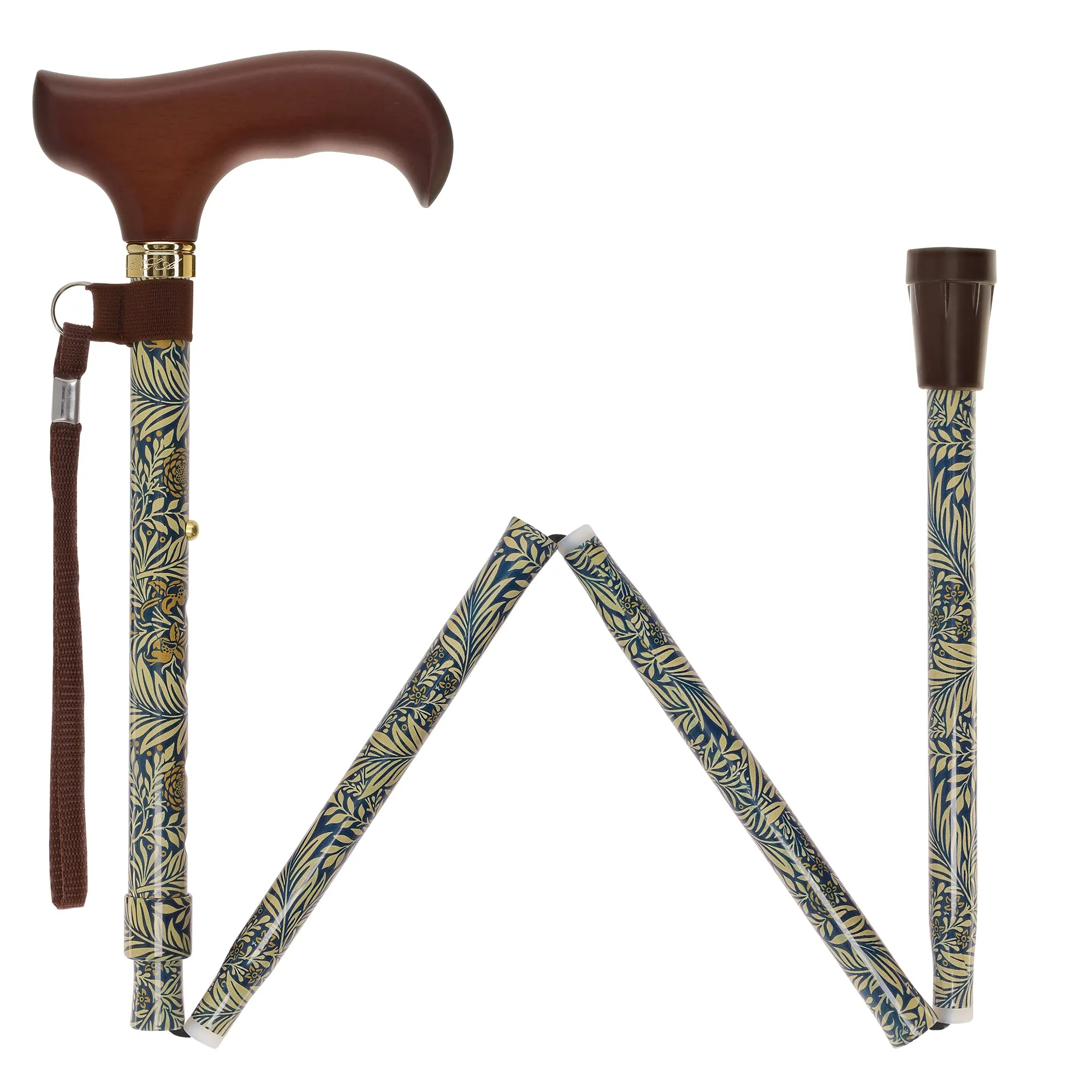 Golden Petals FashionStix: Foldable Wood Derby Walking Cane