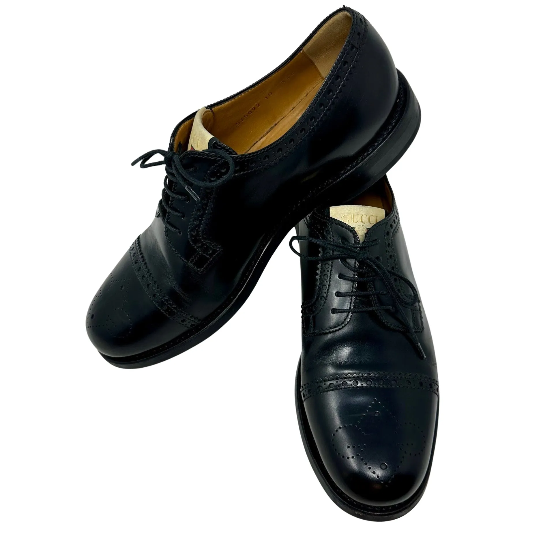 GUCCI Black Derby Mens Lace Up Dress Shoes 10