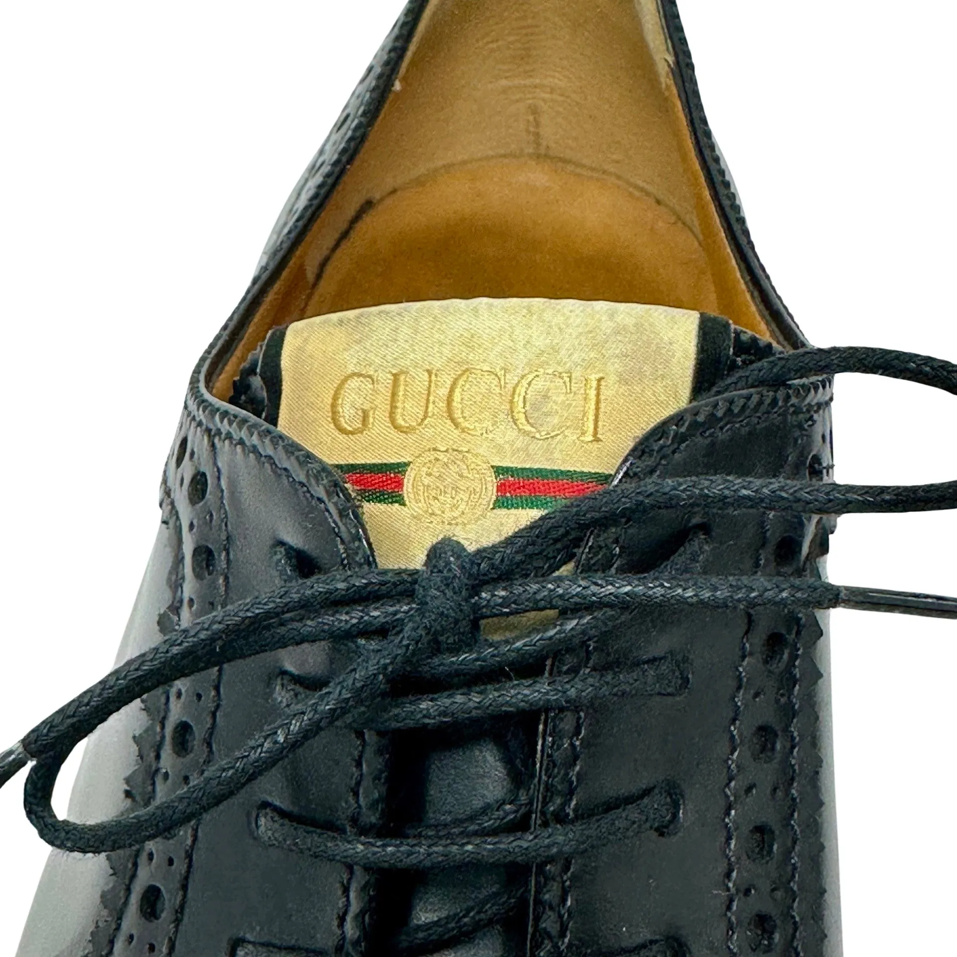 GUCCI Black Derby Mens Lace Up Dress Shoes 10