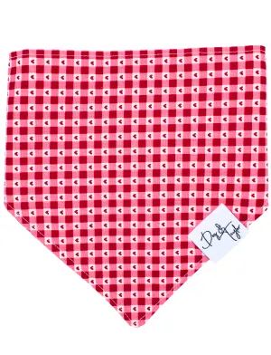 Hearts on Plaid Dog Bandana