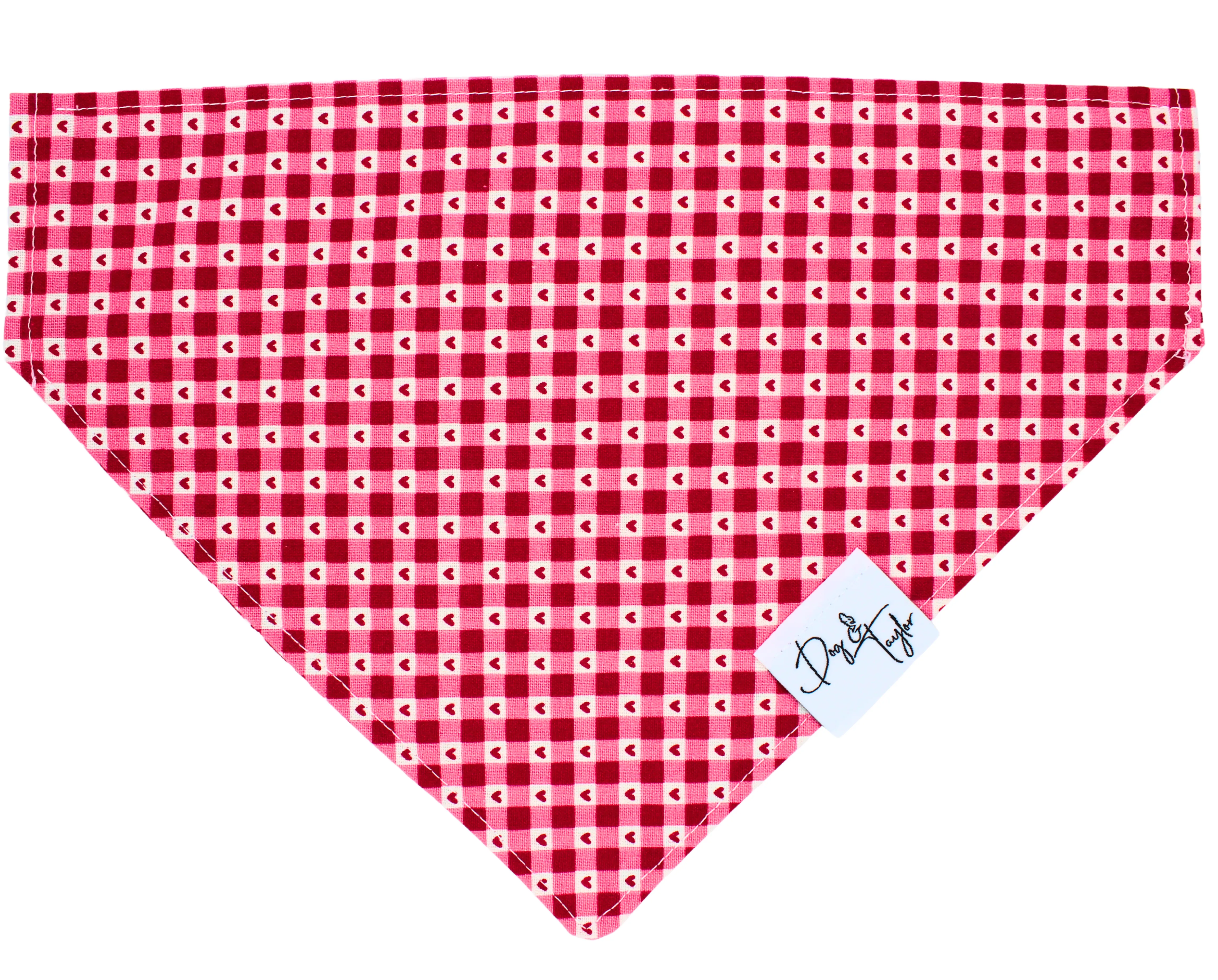 Hearts on Plaid Dog Bandana