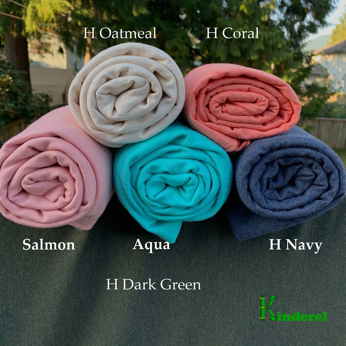 Heather Dark Green Bamboo Stretch French Terry,  by the Yard or Wholesale