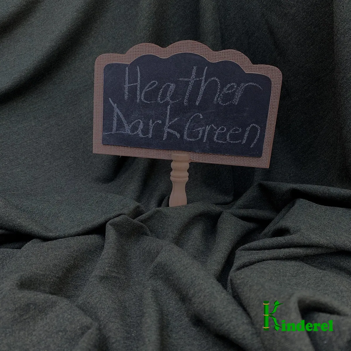 Heather Dark Green Bamboo Stretch French Terry,  by the Yard or Wholesale