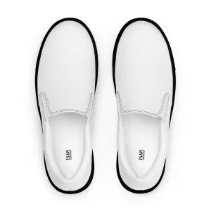 iSAW Womens White / White Black Slip-On Canvas Shoes