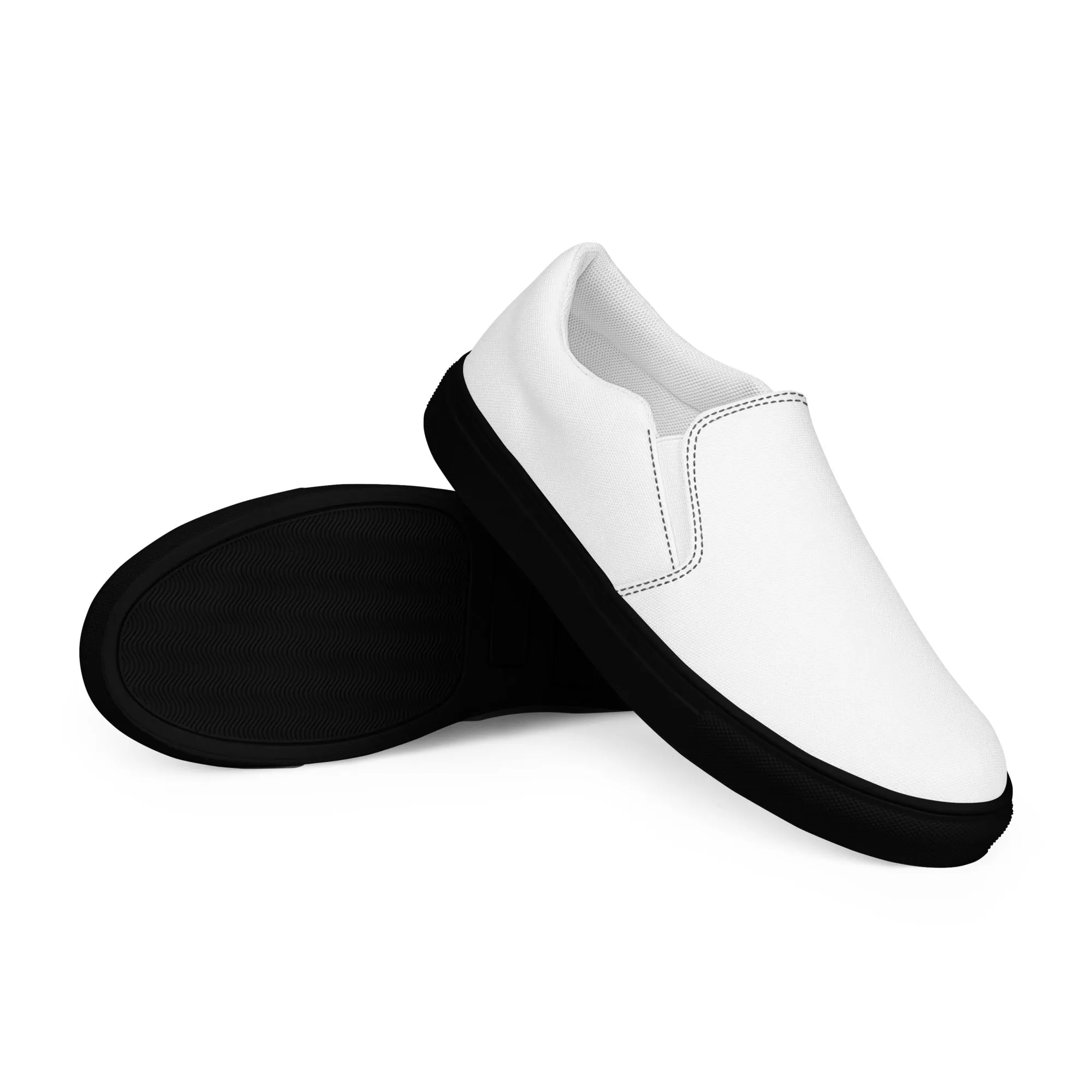 iSAW Womens White / White Black Slip-On Canvas Shoes