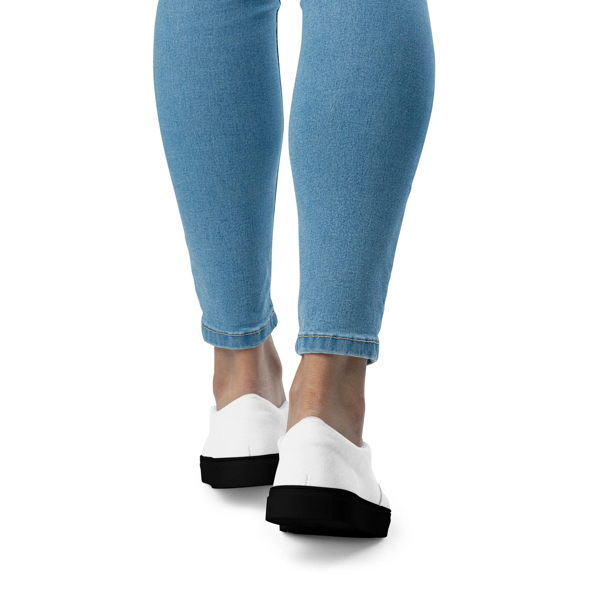 iSAW Womens White / White Black Slip-On Canvas Shoes