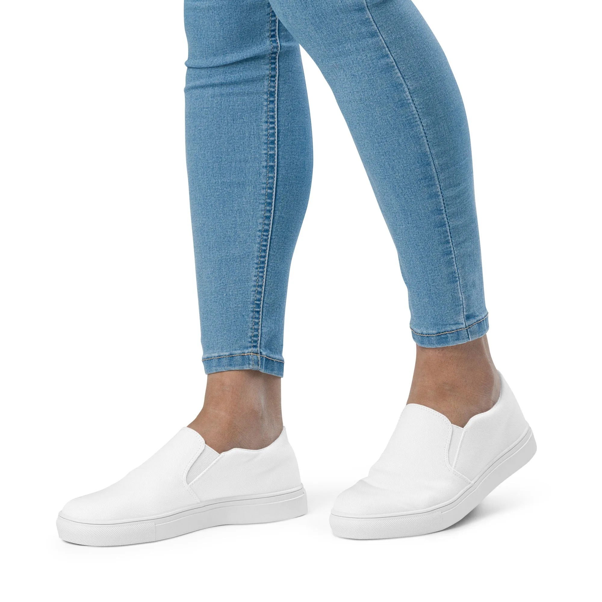 iSAW Womens White / White Black Slip-On Canvas Shoes