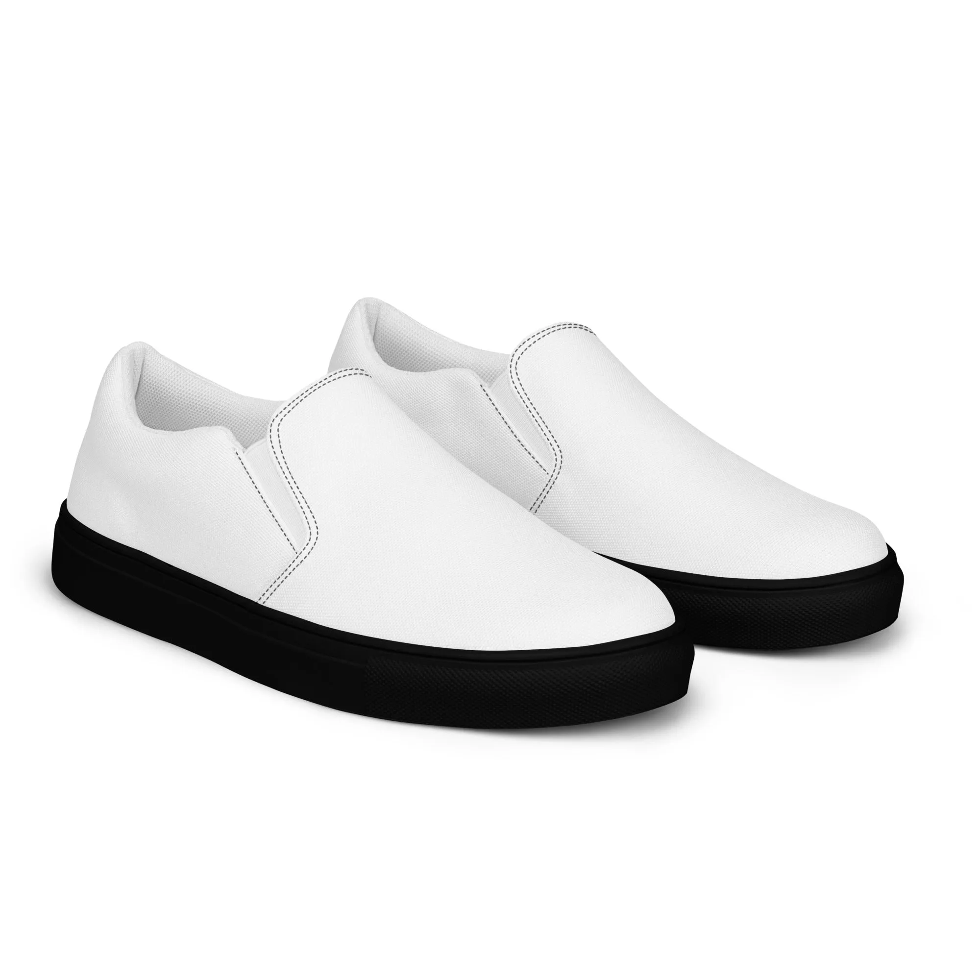 iSAW Womens White / White Black Slip-On Canvas Shoes