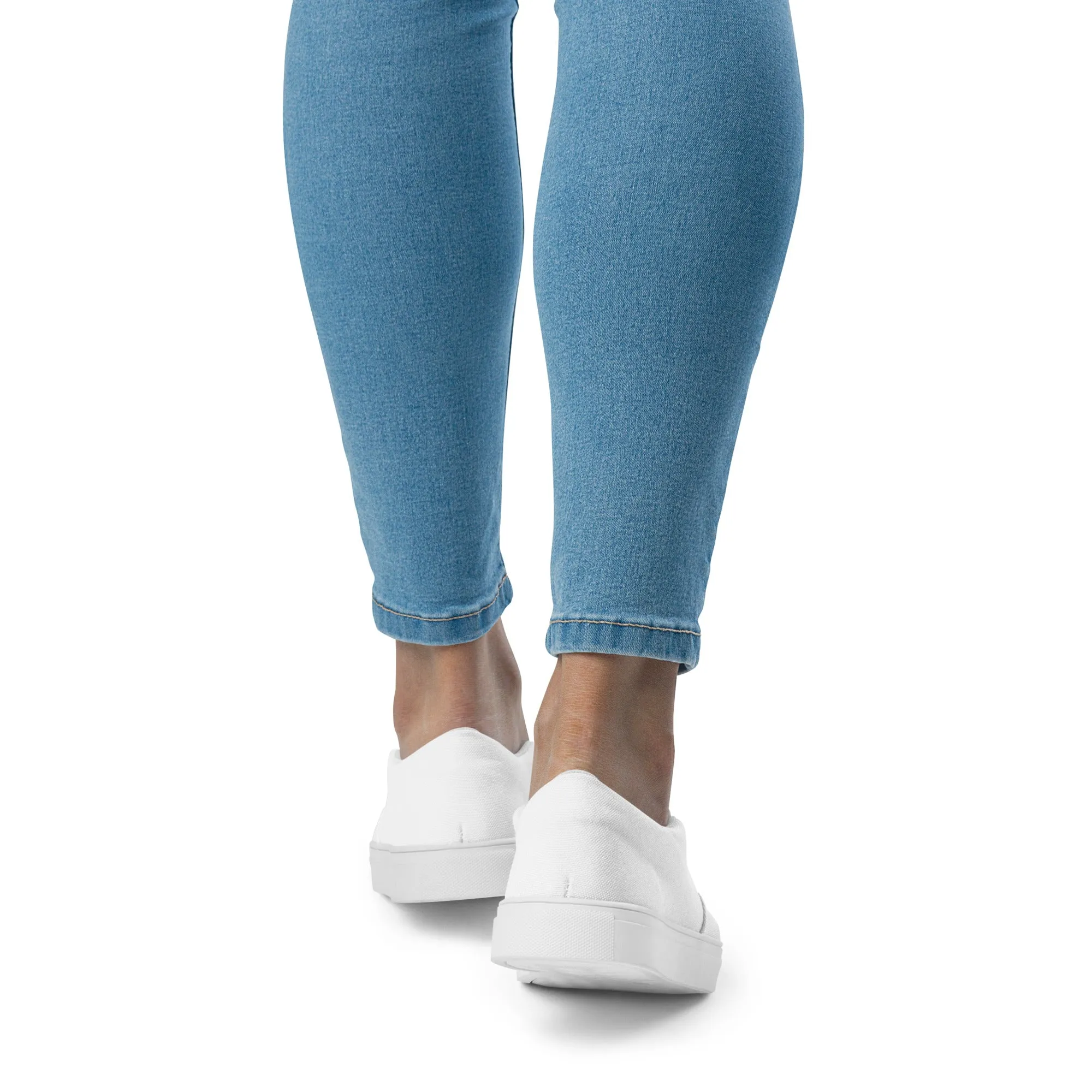 iSAW Womens White / White Black Slip-On Canvas Shoes