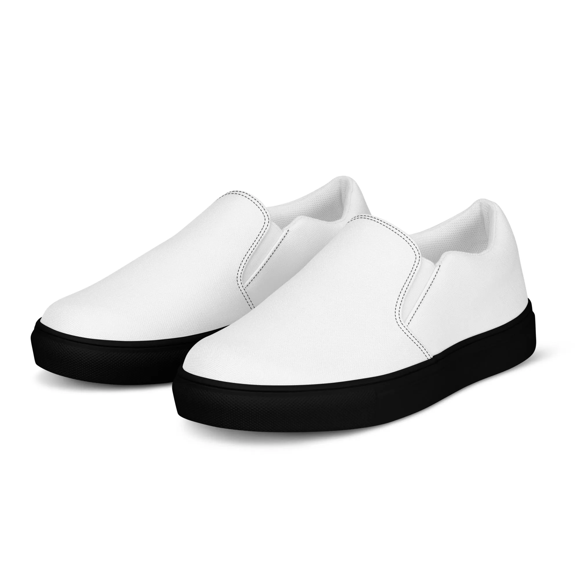 iSAW Womens White / White Black Slip-On Canvas Shoes