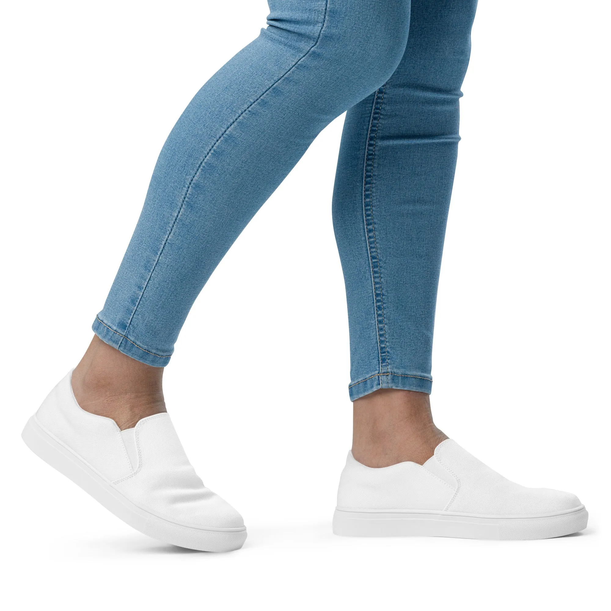iSAW Womens White / White Black Slip-On Canvas Shoes