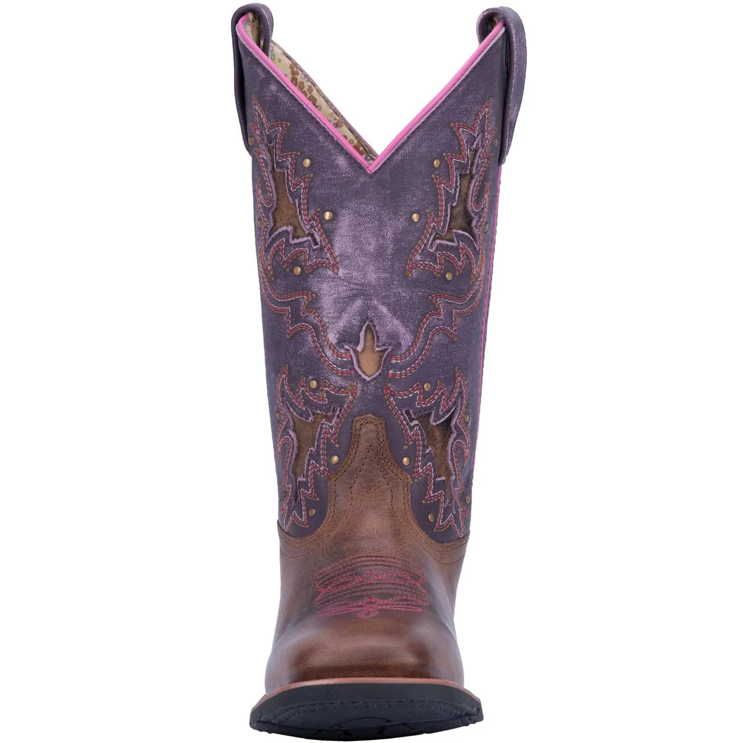 Laredo Women's Lola Tan/Purple Leather Cowgirl Boots 5657