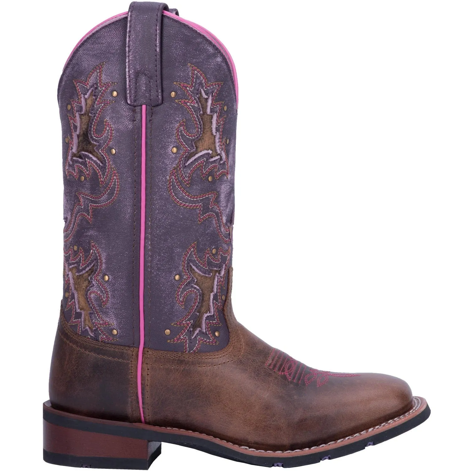 Laredo Women's Lola Tan/Purple Leather Cowgirl Boots 5657