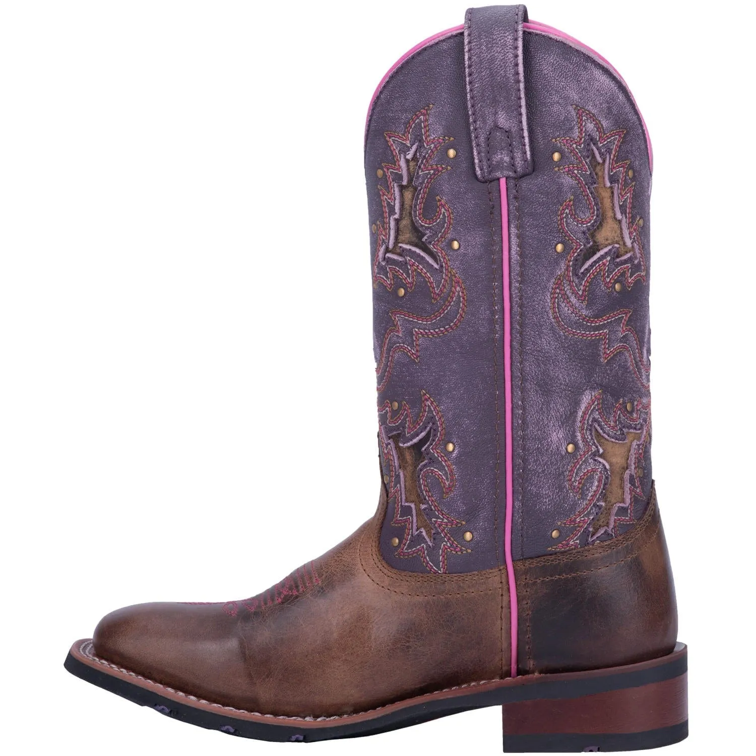 Laredo Women's Lola Tan/Purple Leather Cowgirl Boots 5657