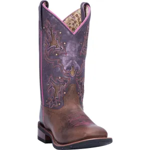 Laredo Women's Lola Tan/Purple Leather Cowgirl Boots 5657
